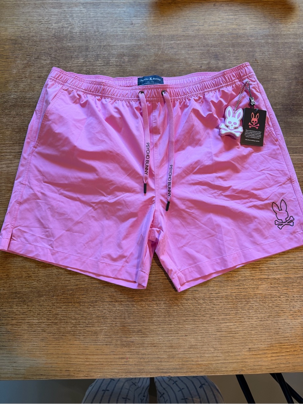 Psycho Bunny Pink Men's Swim Trunks with Logo Charm